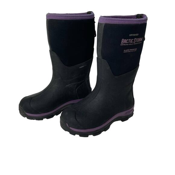 Dryshod Boots Arctic Storm Winter Rubber Waterproof Girls Black Purple Size 1 - Picture 1 of 12